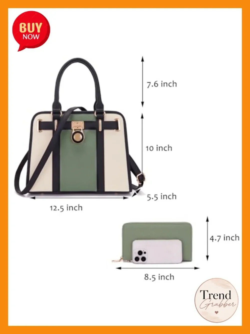 Vegan Leather Satchel Tote Bag Set with RFID Wallet, Detachable Strap